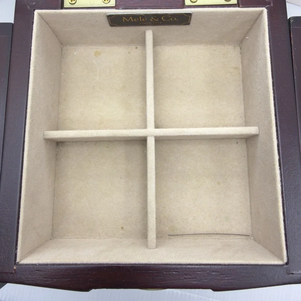 Vintage Mele Jewelry Box Cherry Wood Velvet Lined Quiet Luxury Grandmillennial